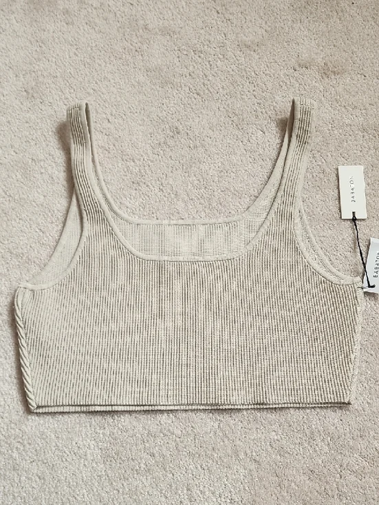 Babaton Ribbed Square-Neck Crop Tank - Beige 2XL - Picture 6 of 9